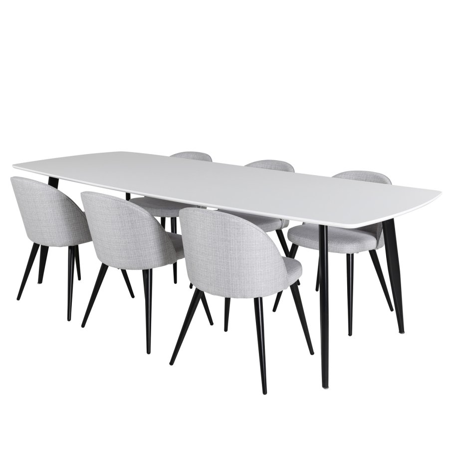 VENTURE DESIGN Velvet spisebordsstol - lysegr polyester og sort metal