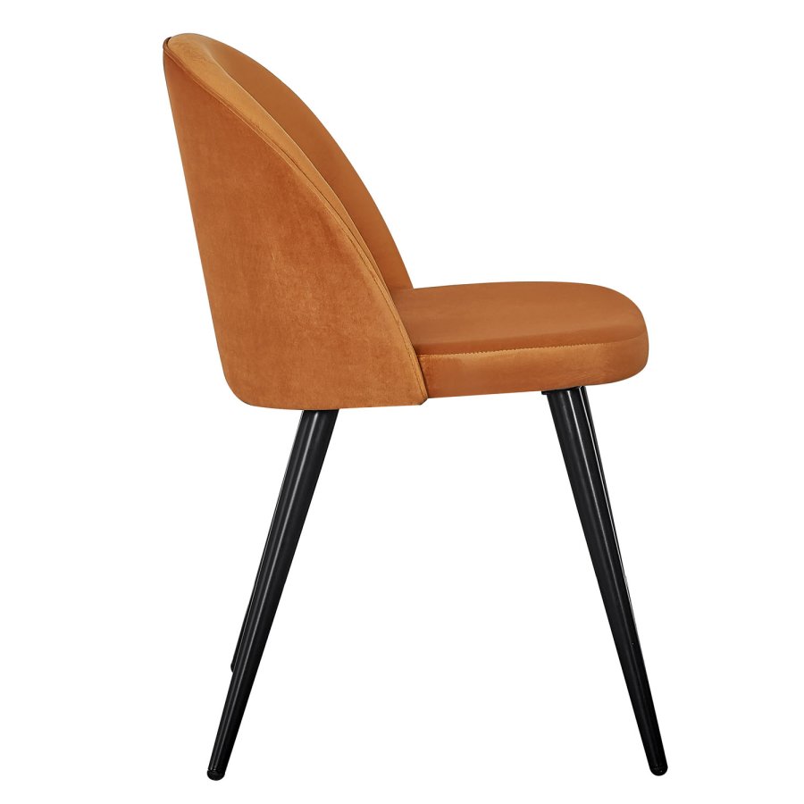 VENTURE DESIGN Velvet spisebordsstol, m. armln - rust orange velour og metal