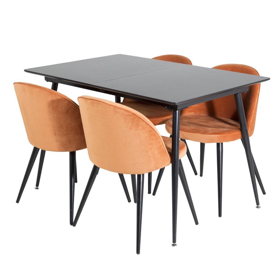 VENTURE DESIGN Velvet spisebordsstol, m. armln - rust orange velour og metal