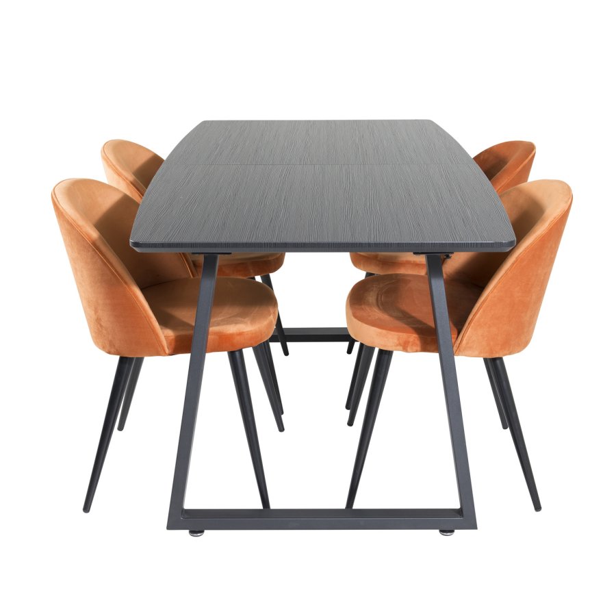 VENTURE DESIGN Velvet spisebordsstol, m. armln - rust orange velour og metal