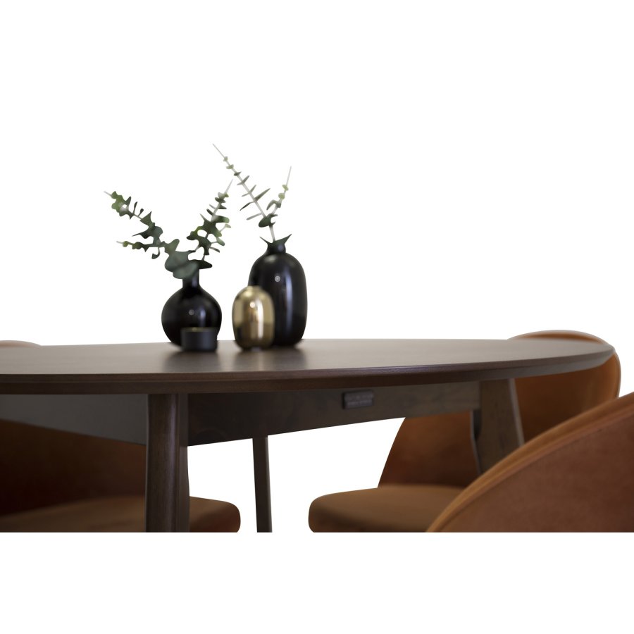 VENTURE DESIGN Velvet spisebordsstol, m. armln - rust orange velour og metal