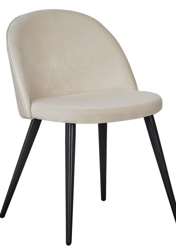VENTURE DESIGN Velvet spisebordsstol, m. armln - creme velour og metal