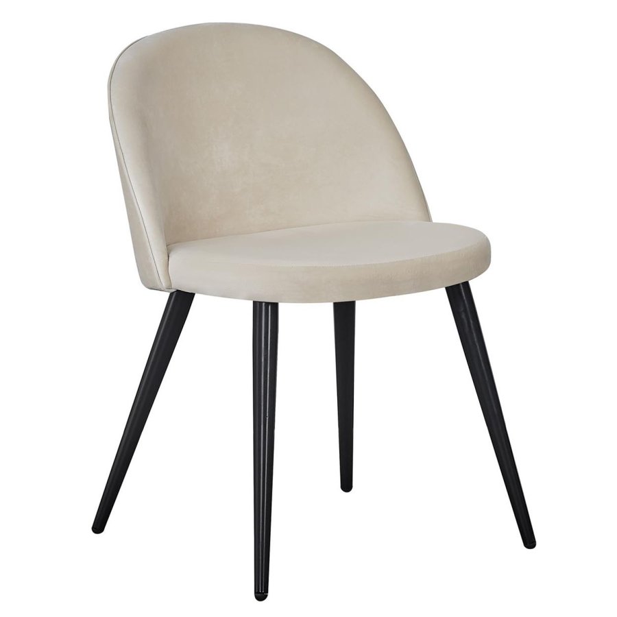 VENTURE DESIGN Velvet spisebordsstol, m. armln - creme velour og metal