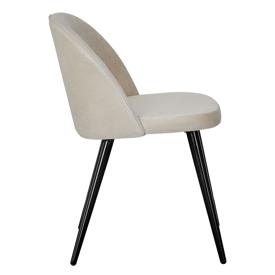 VENTURE DESIGN Velvet spisebordsstol, m. armln - creme velour og metal