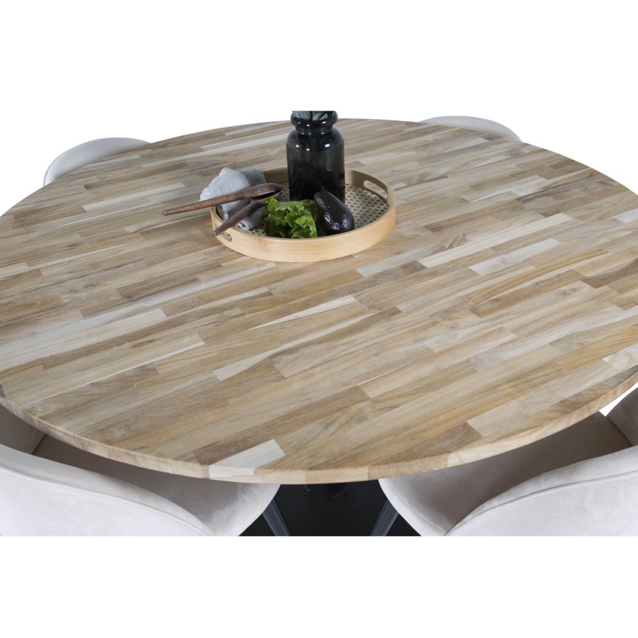 VENTURE DESIGN Velvet spisebordsstol, m. armln - creme velour og metal