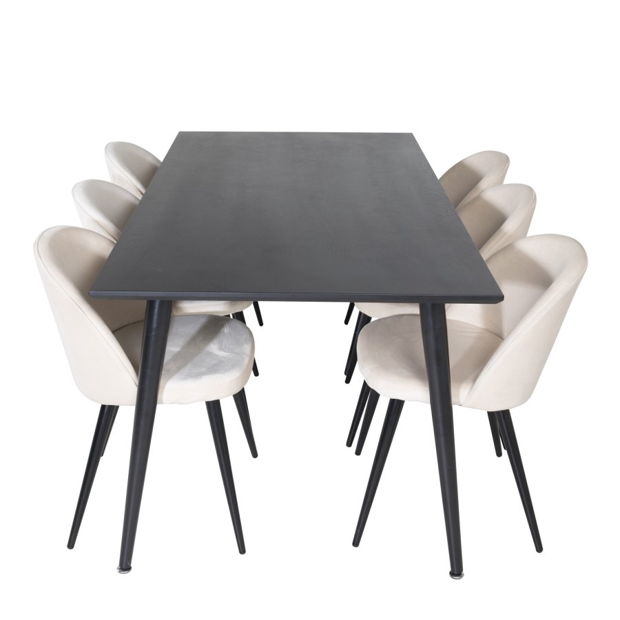 VENTURE DESIGN Velvet spisebordsstol, m. armln - creme velour og metal
