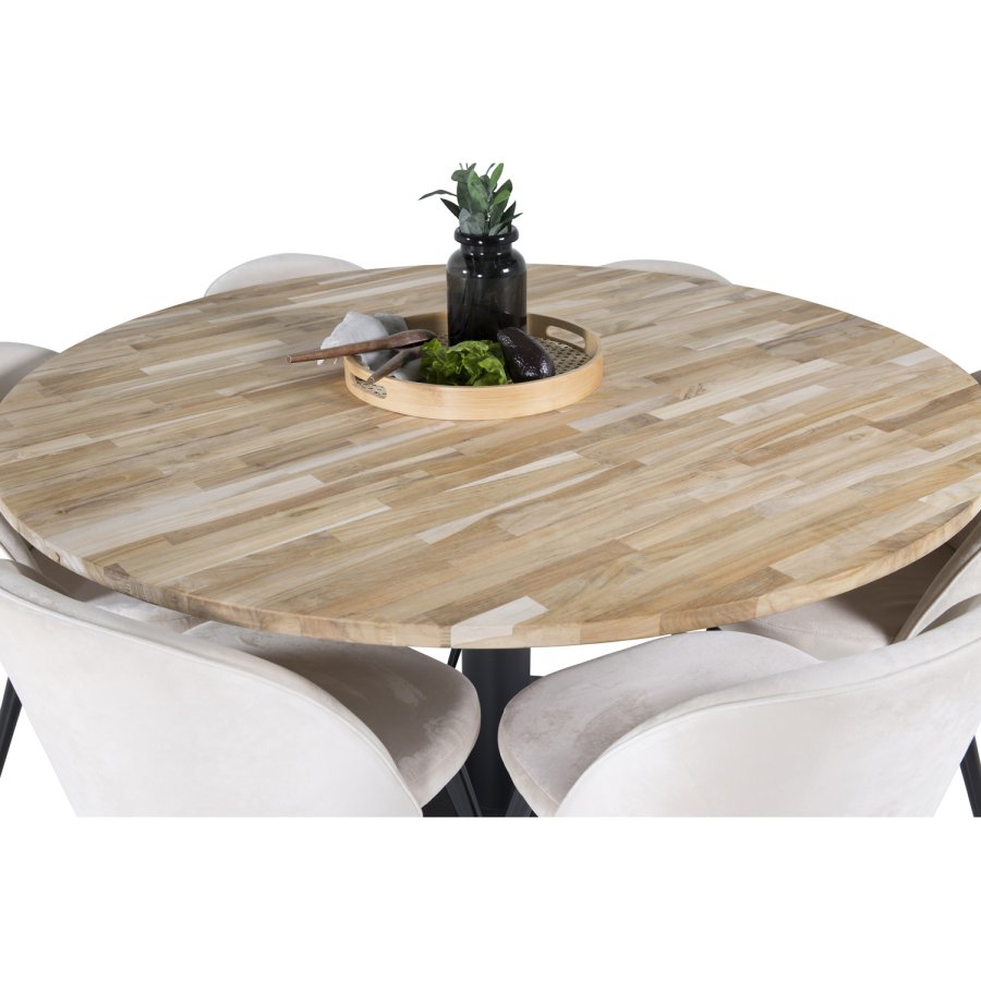 VENTURE DESIGN Velvet spisebordsstol, m. armln - creme velour og metal