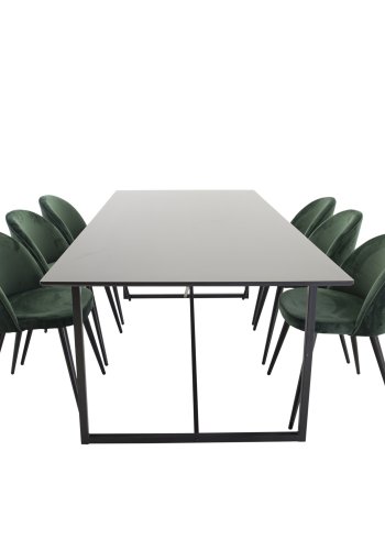 VENTURE DESIGN Velvet spisebordsstol, m. armln - grn velour og metal