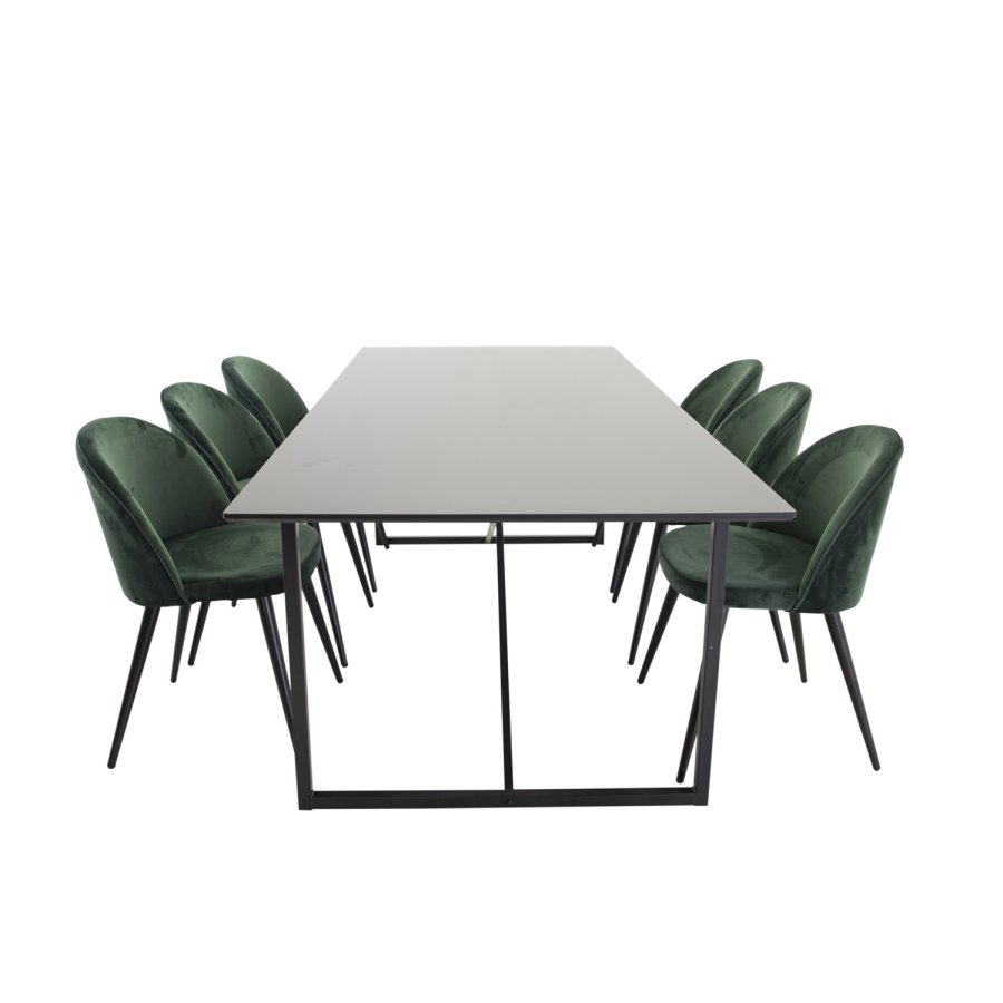 VENTURE DESIGN Velvet spisebordsstol, m. armln - grn velour og metal