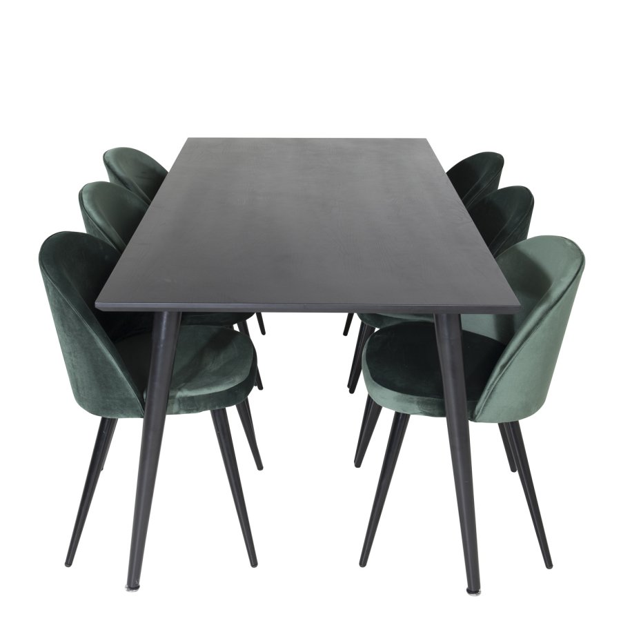 VENTURE DESIGN Velvet spisebordsstol, m. armln - grn velour og metal