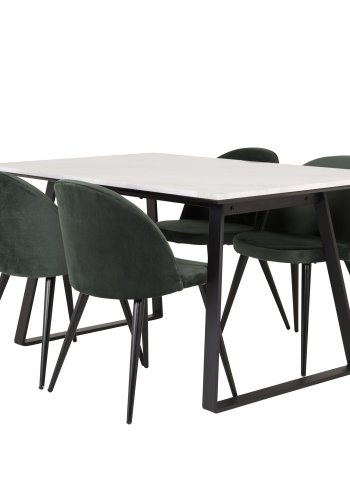 VENTURE DESIGN Velvet spisebordsstol, m. armln - grn velour og metal