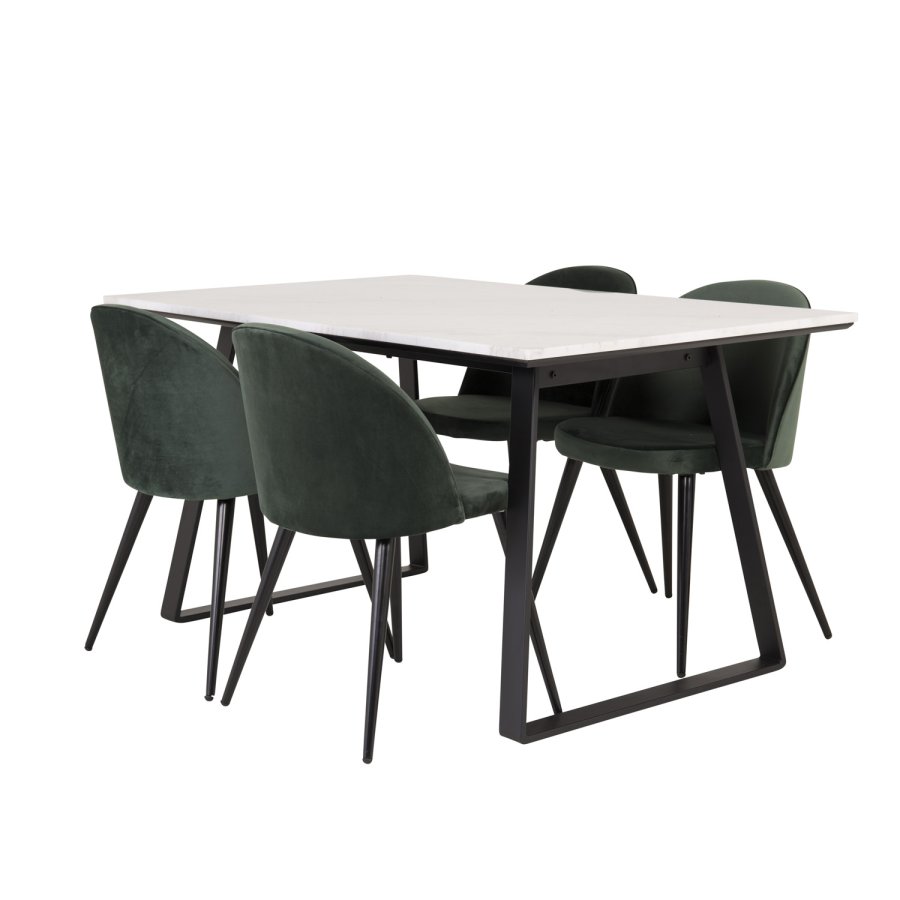 VENTURE DESIGN Velvet spisebordsstol, m. armln - grn velour og metal