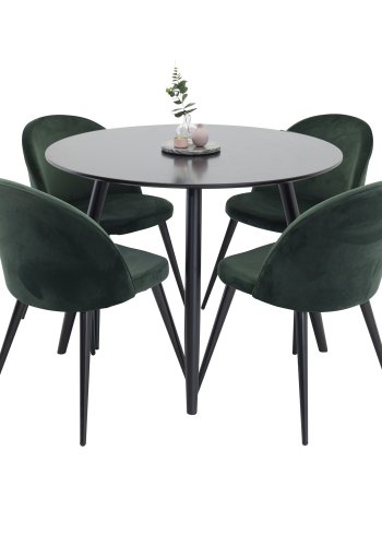 VENTURE DESIGN Velvet spisebordsstol, m. armln - grn velour og metal
