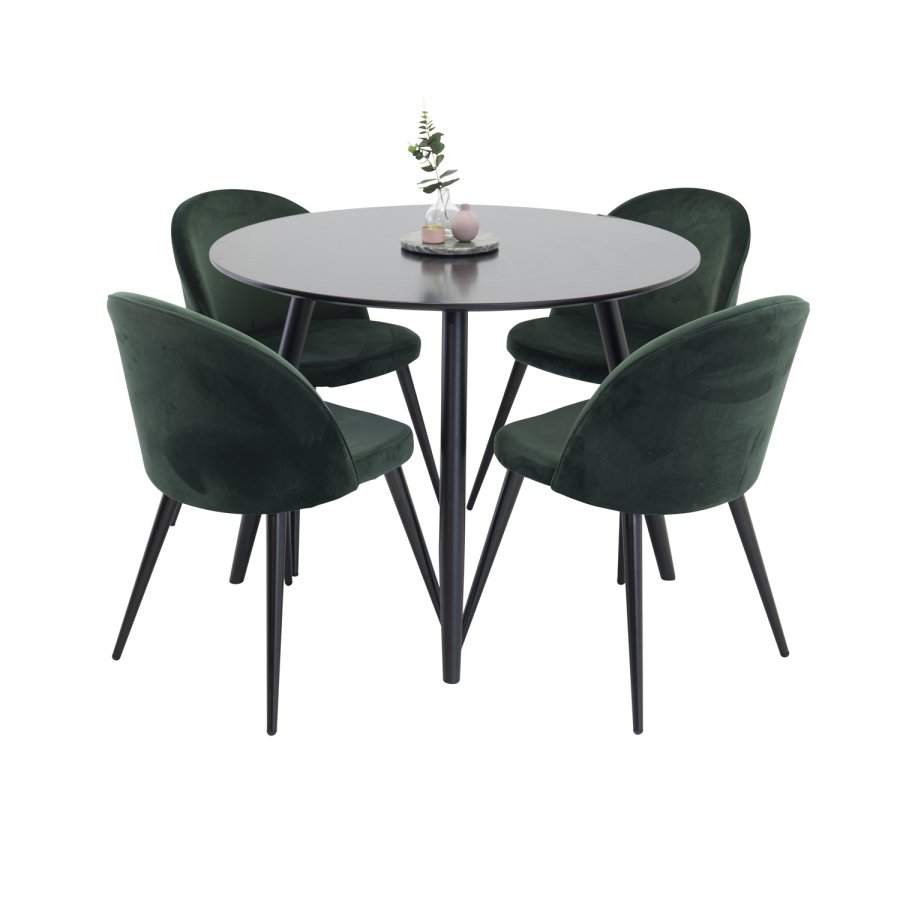 VENTURE DESIGN Velvet spisebordsstol, m. armln - grn velour og metal