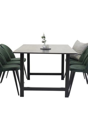VENTURE DESIGN Velvet spisebordsstol, m. armln - grn velour og metal
