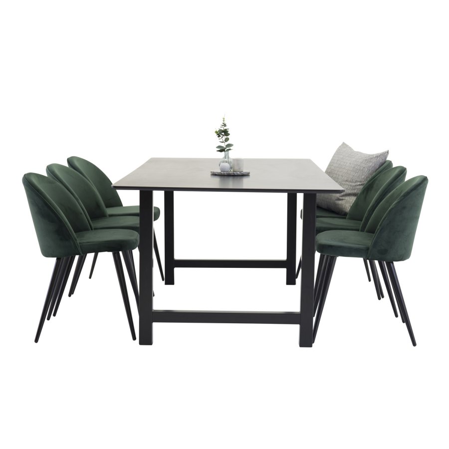 VENTURE DESIGN Velvet spisebordsstol, m. armln - grn velour og metal