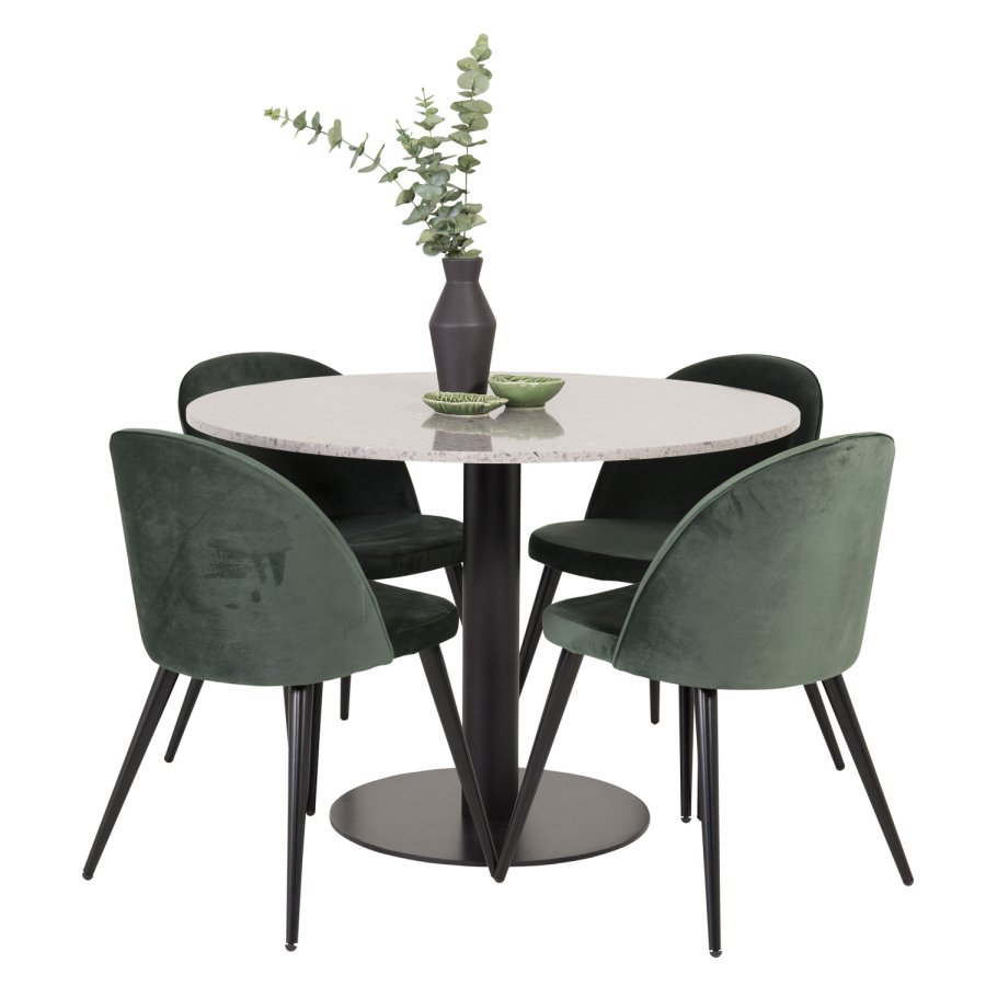 VENTURE DESIGN Velvet spisebordsstol, m. armln - grn velour og metal