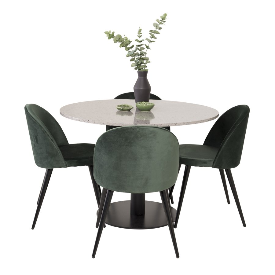 VENTURE DESIGN Velvet spisebordsstol, m. armln - grn velour og metal