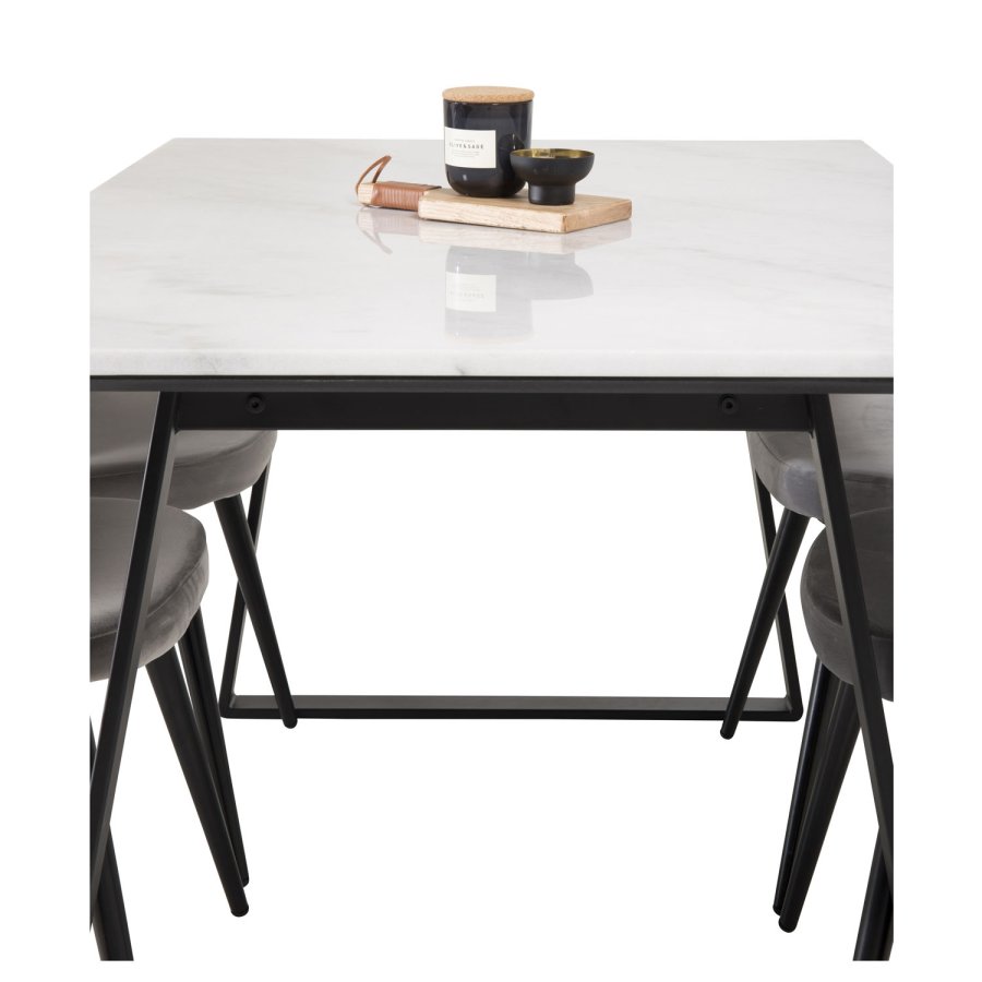 VENTURE DESIGN Velvet spisebordsstol, m. armln - gr velour og metal