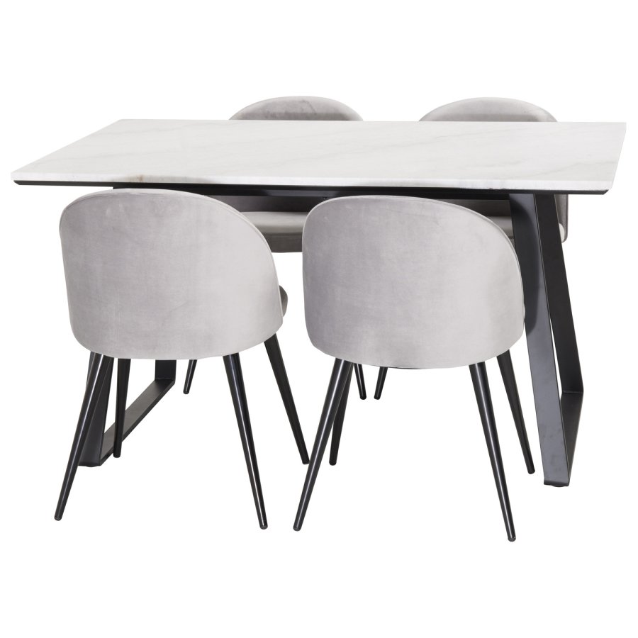 VENTURE DESIGN Velvet spisebordsstol, m. armln - gr velour og metal