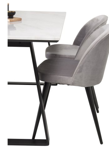 VENTURE DESIGN Velvet spisebordsstol, m. armln - gr velour og metal