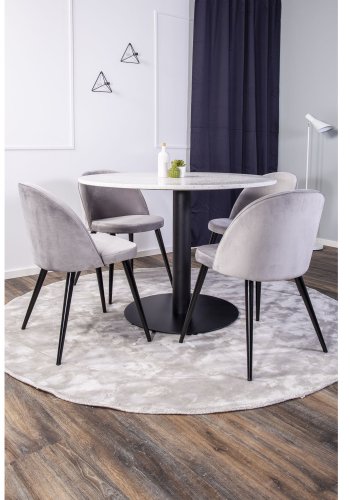 VENTURE DESIGN Velvet spisebordsstol, m. armln - gr velour og metal