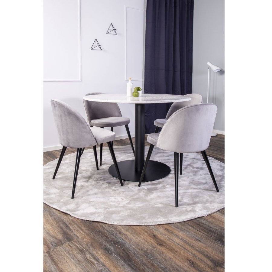 VENTURE DESIGN Velvet spisebordsstol, m. armln - gr velour og metal