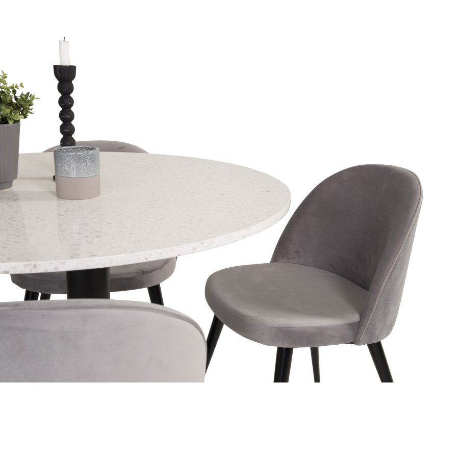 VENTURE DESIGN Velvet spisebordsstol, m. armln - gr velour og metal