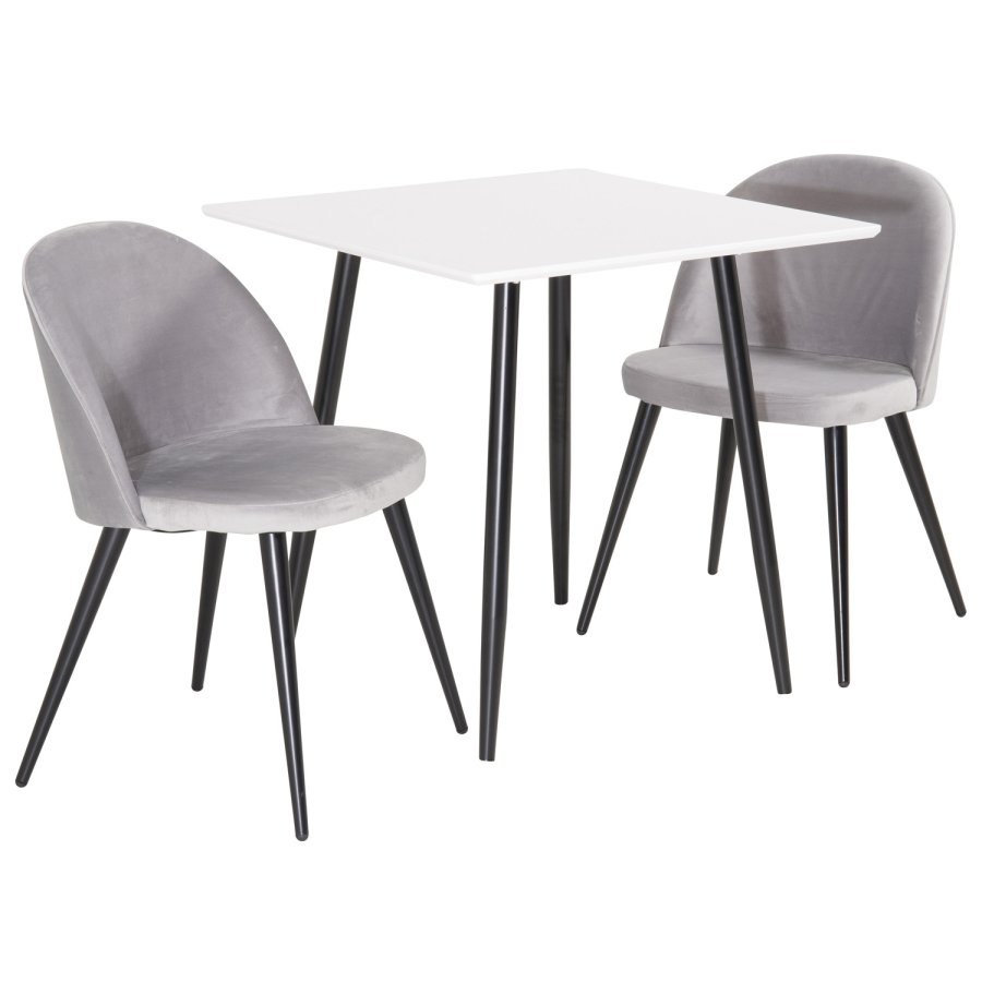 VENTURE DESIGN Velvet spisebordsstol, m. armln - gr velour og metal