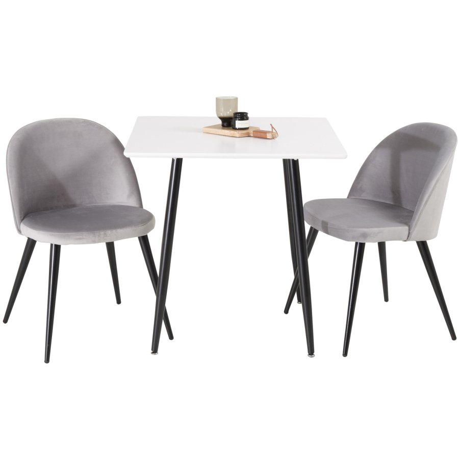 VENTURE DESIGN Velvet spisebordsstol, m. armln - gr velour og metal