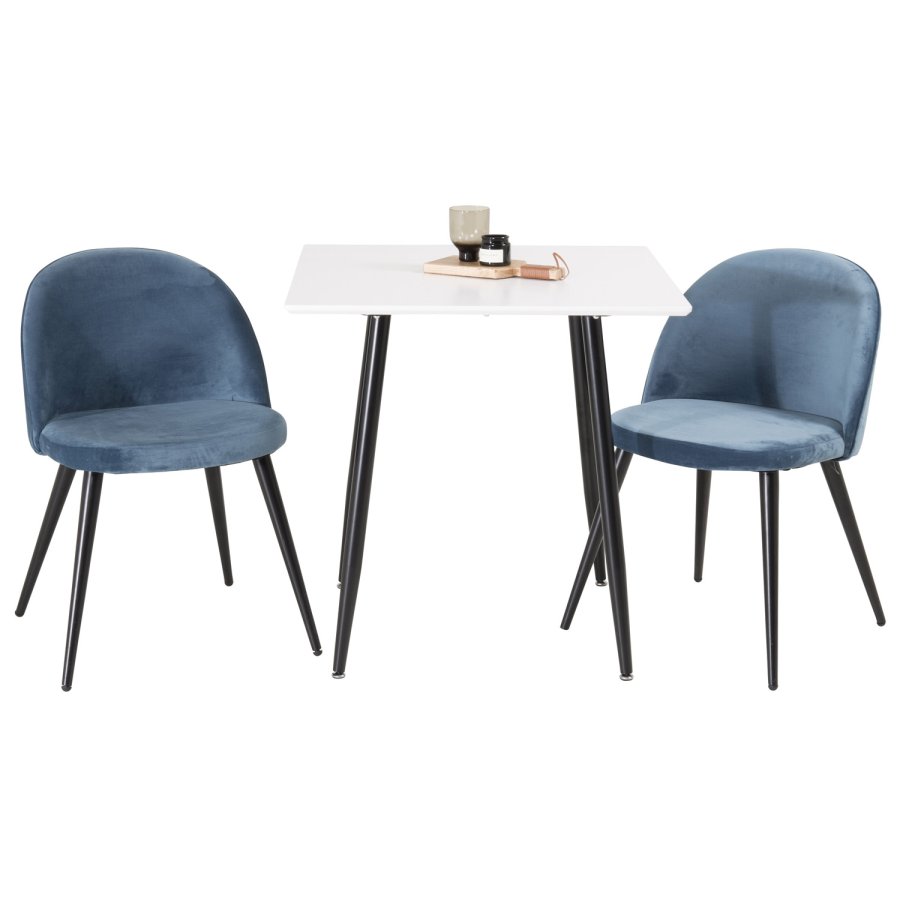 VENTURE DESIGN Velvet spisebordsstol, m. armln - bl velour og metal