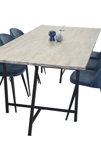 VENTURE DESIGN Velvet spisebordsstol, m. armln - bl velour og metal