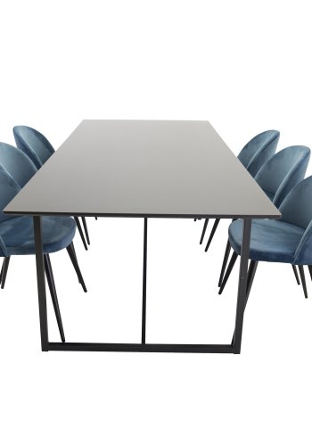 VENTURE DESIGN Velvet spisebordsstol, m. armln - bl velour og metal