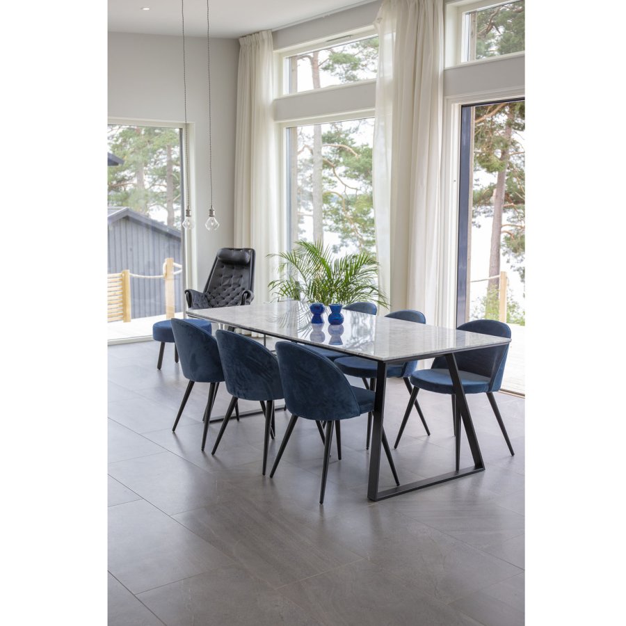 VENTURE DESIGN Velvet spisebordsstol, m. armln - bl velour og metal