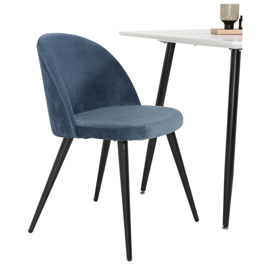 VENTURE DESIGN Velvet spisebordsstol, m. armln - bl velour og metal