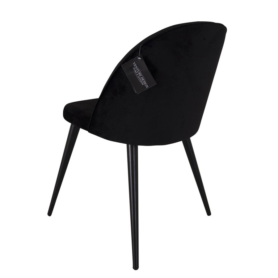 VENTURE DESIGN Velvet spisebordsstol - sort velour og sort metal