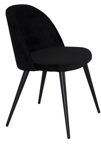 VENTURE DESIGN Velvet spisebordsstol - sort velour og sort metal