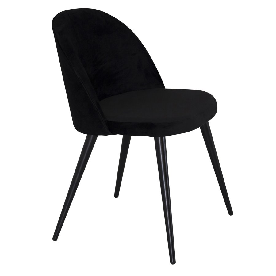 VENTURE DESIGN Velvet spisebordsstol - sort velour og sort metal