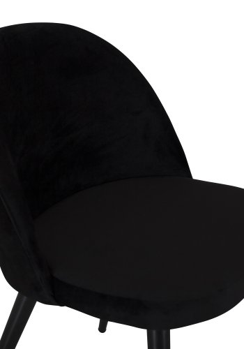 VENTURE DESIGN Velvet spisebordsstol - sort velour og sort metal