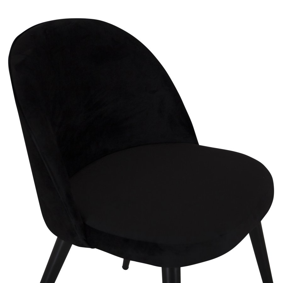VENTURE DESIGN Velvet spisebordsstol - sort velour og sort metal