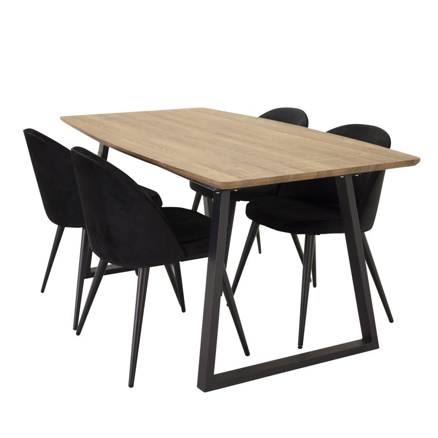 VENTURE DESIGN Velvet spisebordsstol - sort velour og sort metal