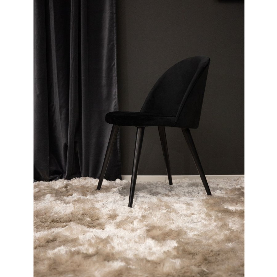 VENTURE DESIGN Velvet spisebordsstol - sort velour og sort metal