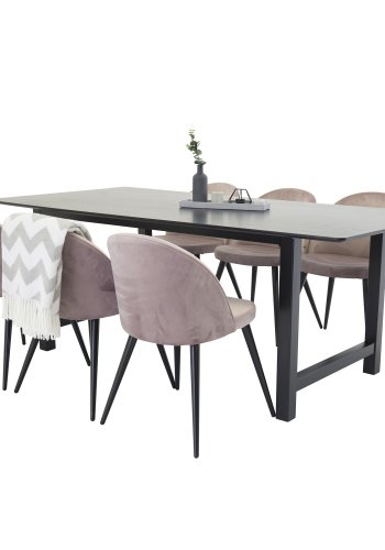 VENTURE DESIGN Velvet spisebordsstol - dusty pink velour og metal