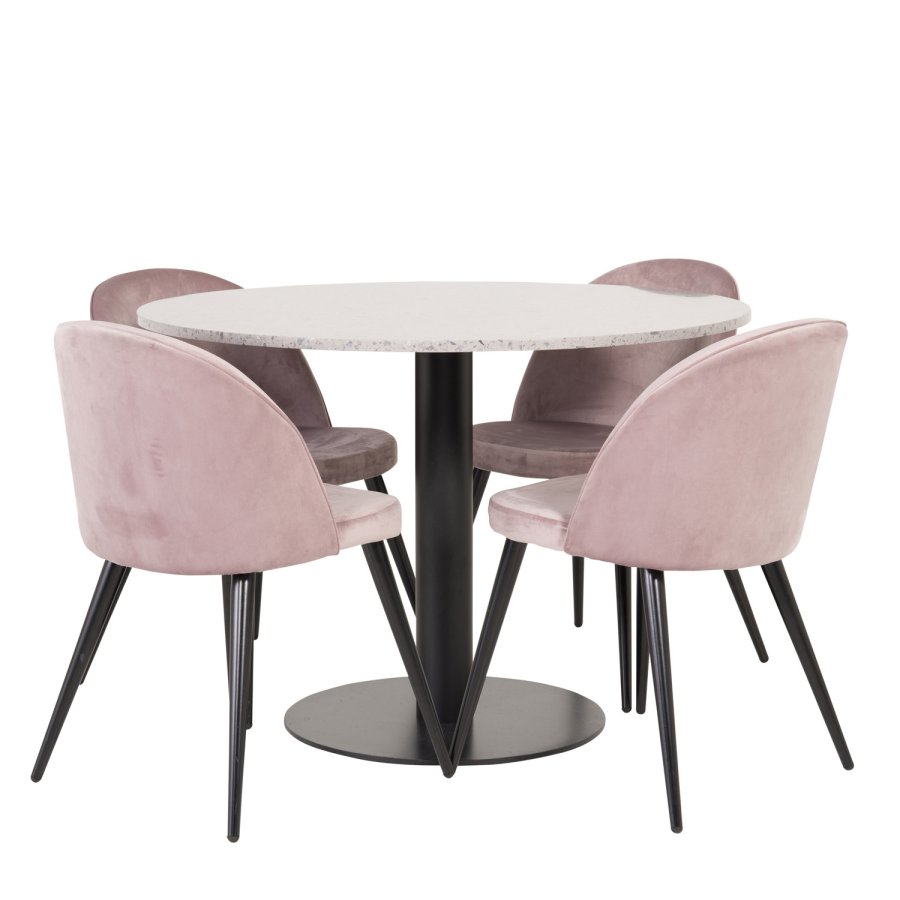 VENTURE DESIGN Velvet spisebordsstol - dusty pink velour og metal