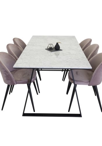 VENTURE DESIGN Velvet spisebordsstol - dusty pink velour og metal