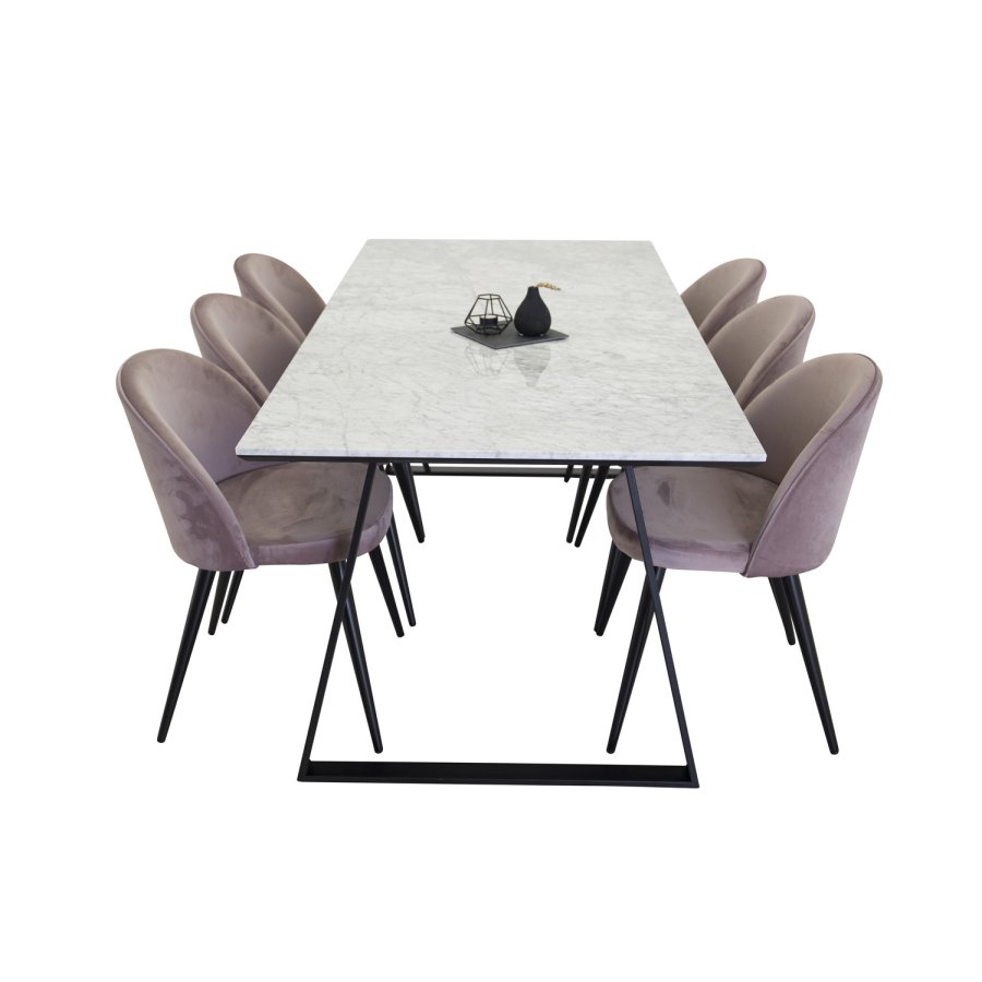 VENTURE DESIGN Velvet spisebordsstol - dusty pink velour og metal