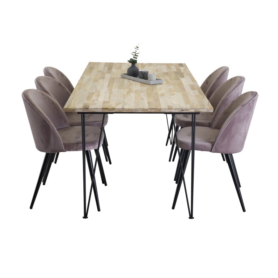 VENTURE DESIGN Velvet spisebordsstol - dusty pink velour og metal