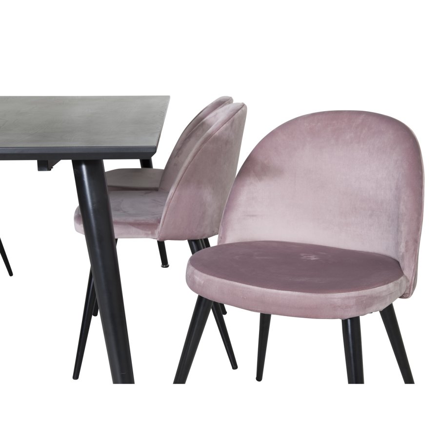 VENTURE DESIGN Velvet spisebordsstol - dusty pink velour og metal