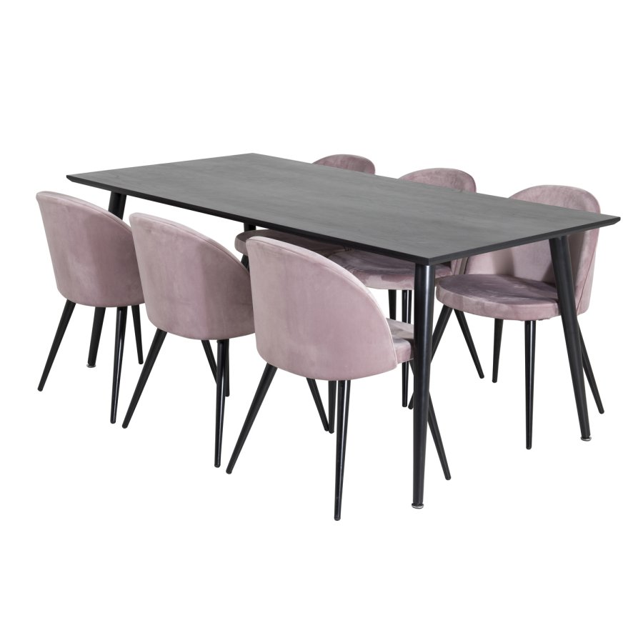 VENTURE DESIGN Velvet spisebordsstol - dusty pink velour og metal