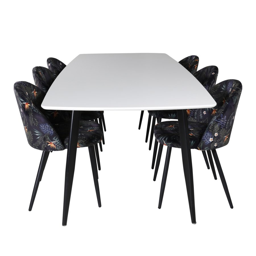 VENTURE DESIGN Velvet spisebordsstol - multifarvet blomster polyester og sort metal